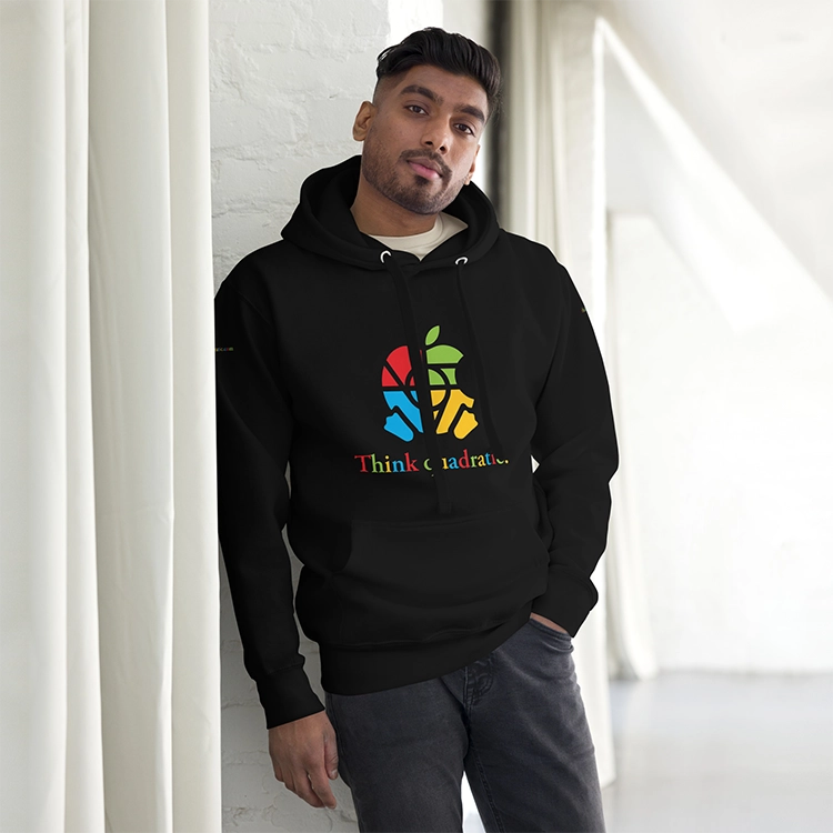 Think quadratic branded unisex hoodie