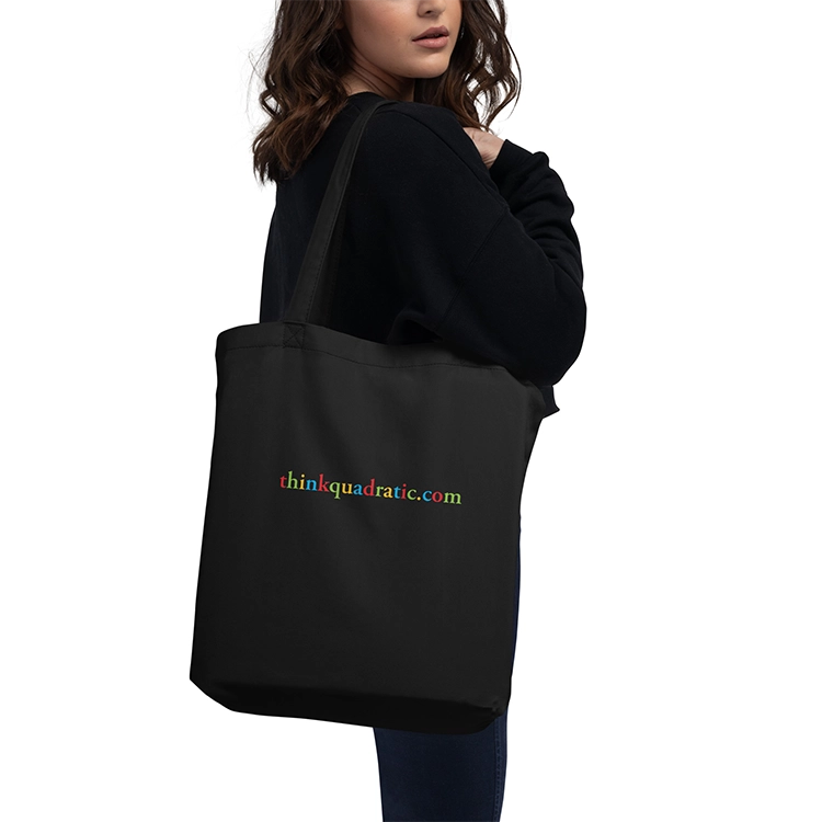 Think quadratic branded eco-friendly tote bag from Printful